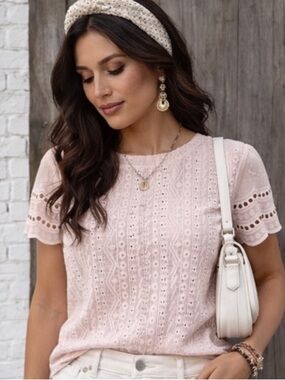 Blush Lace Eyelet Top | Feminine Boho Inspired